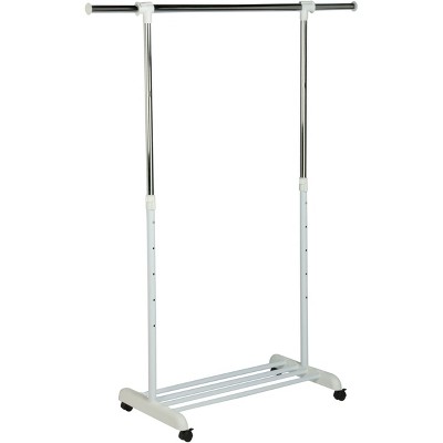 Honey-Can-Do Chrome Garment Rack White: Steel Frame, 30 lb Capacity, Closet & Clothing Storage, Anti-Tip Anchoring