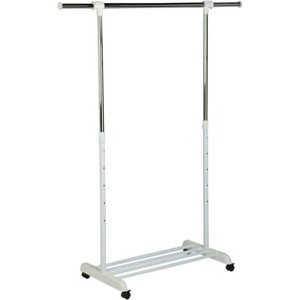 Honey-Can-Do Chrome Garment Rack White: Steel Frame, 30 lb Capacity, Closet & Clothing Storage, Anti-Tip Anchoring - 1 of 4