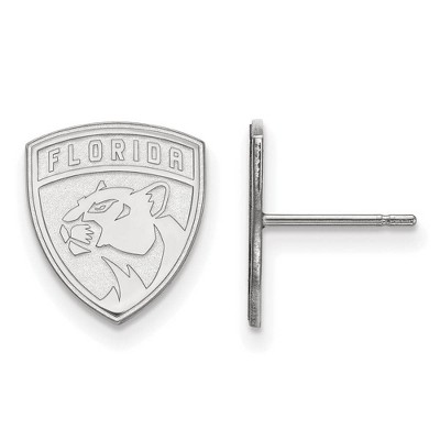 Black Bow Jewelry 14k White Gold Florida Panthers NHL Stud Earrings