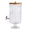 Storied Home 8-Quart Cut Glass Beverage Dispenser with Plastic Spout and Acacia Wood Lid, Silver Color and Natural - 4 of 4