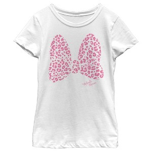 Girl's Minnie Mouse Cheetah Print Bow T-Shirt - 1 of 4