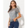 Allegra K Women's Lace Floral Scalloped Trim Short Sleeve Semi Sheer Top - 3 of 4