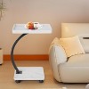 Space-Saving C-Shape End Table w/ Wheels & 2-Tier Shelves - Multi-Use Side Table for Couch, TV Tray, Living Room, Bedroom - 3 of 4
