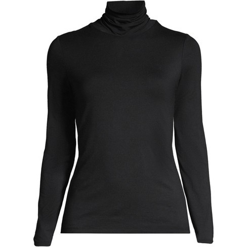 Tall Women's Fitted Long Sleeve Ribbed Turtleneck Tee in Black Xs / Tall / Black