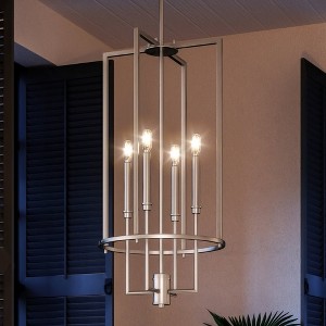 Urban Ambiance Luxury Contemporary Chandelier 31.375''H x 15''W,  Brushed Nickel Finish,  Parkes Collection, UHP4244 - 1 of 4