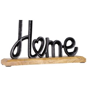 Northlight Metal Home with Heart Sign with Wooden Base - 12" - 1 of 4