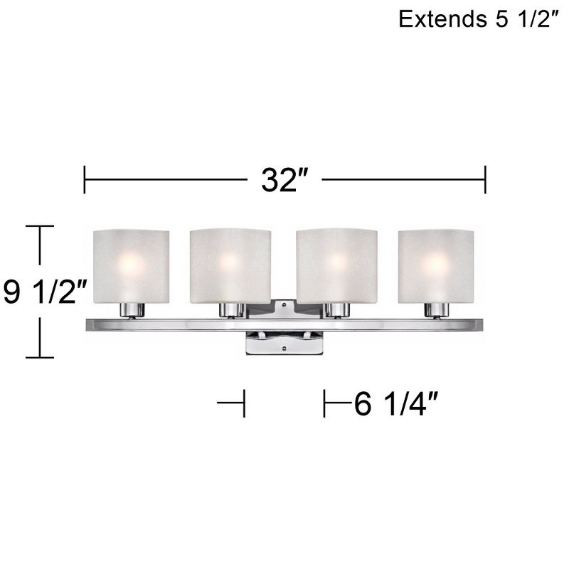 Possini Euro Design Modern Wall Light Chrome Hardwired 32" Wide 4-Light Fixture White Linen Glass for Bathroom Vanity, 4 of 7