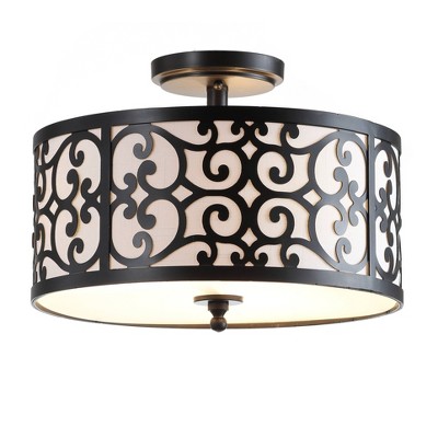 15.25" Metal Katherine Semi Flush Mount (Includes Energy Efficient Light Bulb) Black - JONATHAN Y