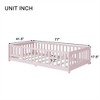 COWLOWN Twin Size Floor Bed with Safety Fence & Door, Rubber Wood Montessori Bed for Toddlers - 2 of 4