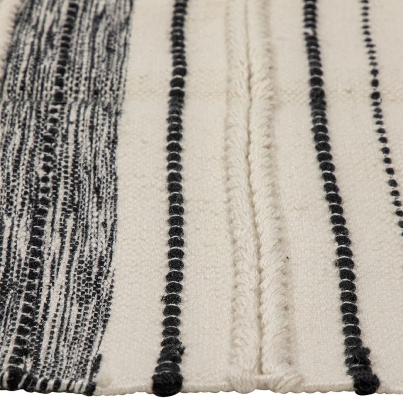 Northlight 3.5' x 2.25' Cream and Black Twisted Textured Handloom Woven Outdoor Throw Rug, 5 of 8