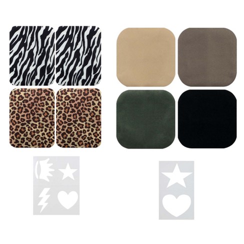 2pc Animal Print Heart Iron on Patches Applique Faux Fur Fabric