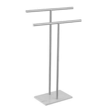 BWE Standing Towel Rack with 4 Towel Holders Marble Base for Bathroom Double-T Tall Towel Holder