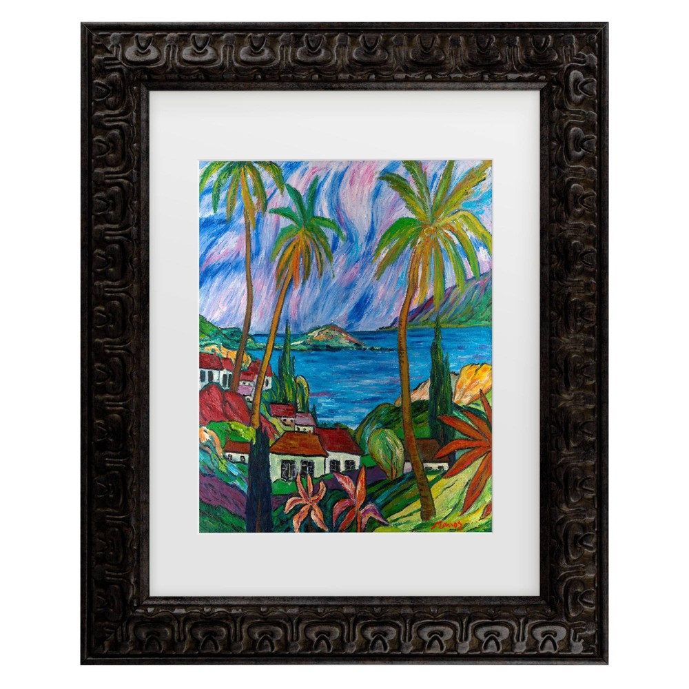 Trademark Fine Art 16"x20" Manor Shadian Tropical Paradise Matted Framed Art Dark Gold