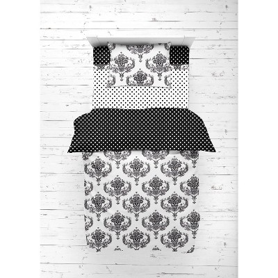 Bacati - Classic Damask Black/Gray/White 4 pc Toddler Bedding Set