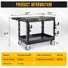 SILVEL Flat Top Utility Cart 45.6X25.2in Heavy Duty Flat with Full Swivel Wheels 600LBS Capacity 2 Shelf Service Cart Rolling Utility Carts - 2 of 4
