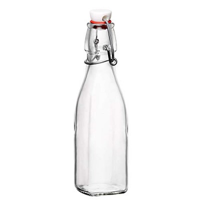 8.5 oz (250 ml) Flask Clear Glass Bottle with Swing Top