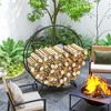 Outsunny Firewood Rack with Cover, Waterproof Log Rack, Heavy Duty Wood Storage Hoop Stand for Indoor Outdoor Fireplace, Firepit, Black - 3 of 4