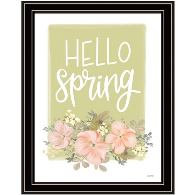HomeRoots Hello Spring Floral Black Framed Print Wall Art