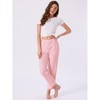 INSPIRE CHIC Women's Pajama Pants Cotton Knit Ribbed Elastic Waist Straight Leg with Pockets Loungewear - 3 of 4