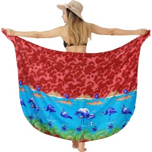 LA LEELA Women's Beach Summer Wrap Bikini Wraps Swimwear Swim Cover Up Swimsuit Beachwear Sarong Coverups Skirts for Women One Size Red,flamingo - 1 of 4