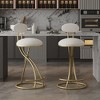 Skran Round Bar Stool Armless Velvet Barstools with Back Set of 2 Upholstered Counter Chair for Dining Room, Kitchen Island (Gold & Creamy White) - 4 of 4