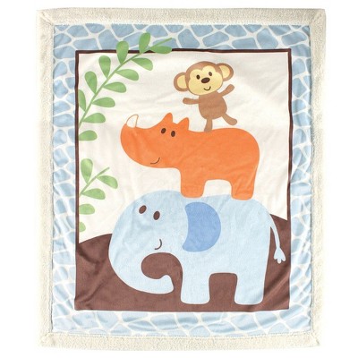 Luvable Friends Baby Boy Plush Blanket with Sherpa Back, Blue, One Size