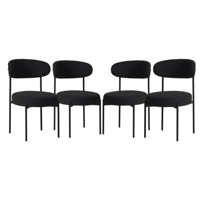 WestinTrends Alexandria Mid-Century Modern Upholstered Faux Shearling Round Dining Chairs