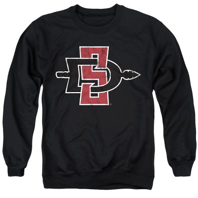 Men's San Diego State University Distressed Primary Logo Crewneck Sweatshirt