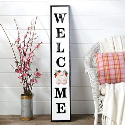 52" White and Black Metal Interchangeable Welcome Sign