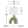 360 Lighting Lyrah 25" High Mid Century Modern Table Lamp Green Glaze Finish Ceramic Single White Shade Living Room Bedroom Bedside Nightstand House - 4 of 4