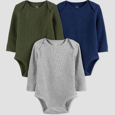 Image of Baby Boys' 3pk Solid Bodysuit - Just One You® made by carter's Green/Gray/Blue Newborn