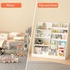 AENKYO 4-Tier Kids Bookshelf and Toy Storage Organizer Wooden Bookcase with Display Ledges & Storage Bin, Natural MDF - 4 of 4