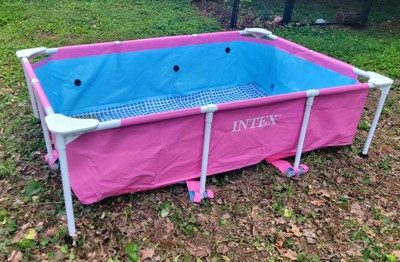 Intex 86 x 23 Outdoor Rectangular Frame Above Ground Swimming Pool, Pink  