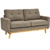 Homy Casa 67.7" Mid-Century Upholstered Tufted Loveseat Sofa with Wooden Legs - 2 of 4