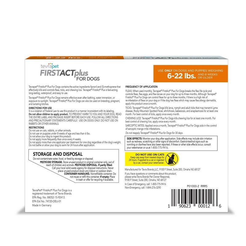 Tevra Pet FirstAct Plus Flea and Tick Treatment for Dogs - 3 Doses, 3 of 5