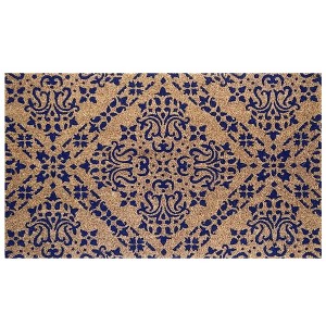 Briarwood Lane Everyday Coir Doormat 30x18 Blue Damask Coir Doormat - 1 of 3
