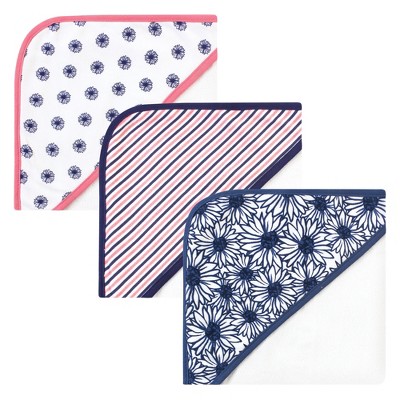 Touched by Nature Baby Girl Organic Cotton Hooded Towels, Daisy, One Size