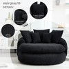 Okak Modern Oversized Chenille Fabric Oval Bean Bag Sofa for Living Room Bedroom,Rest Chair Sleeper Sofa with Comfy Backrest & Pillows - 3 of 4