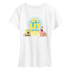 Women's - SpongeBob SquarePants - It's Lit Hanukkah Short Sleeve Graphic T-Shirt - 1 of 4