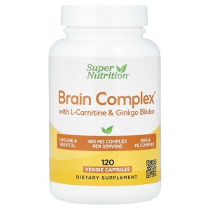 Super Nutrition Brain Complex with L-Carnitine & Ginkgo Biloba, 120 Veggie Capsules - 1 of 3