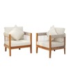 BEAFUP Set of 2 Acacia Wood Outdoor Club Chair with Rope Accents & Curved Backrest - Water-Resistant Patio Chair with Cushions for Porch - 2 of 4