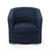 Swivel Barrel Accent Chair,31.25" Linen Upholstered Club Chair with Nailhead Trim for Living Room,Bedroom,Office-Baofuwish - 3 of 4