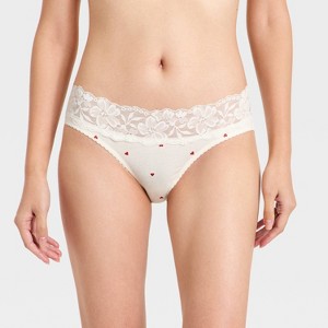 Women's Cotton Bikini Underwear with Lace - Auden™ - 1 of 4