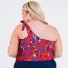 Calypsa Women's Plus Size One Shoulder Layla Crop Swim Top WIth Built In Bra - 2 of 4