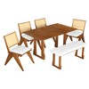 VYNXARIA Modern 6-Piece 82.7in Extendable Dining Table Set with 4 Wicker Back Upholstered Dining Chairs and Long Bench - 2 of 4
