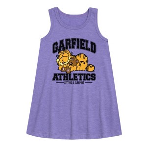 Girls' - Garfield - Sleeping Athletics Graphic Sleeveless Aline Dress - 1 of 3