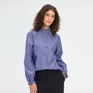 Women's Long Sleeve Ruffled Popover Button-Down Shirt - A New Day™ - 1 of 4