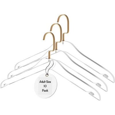 HomeCube USA Clear Acrylic Coat Hangers with Gold Hook, Elegant, Durable & Heavy Duty, Perfect For Home & Boutique Use
