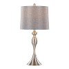 LumiSource (Set of 2) Ashland 27" Contemporary Metal Table Lamps Brushed Nickel with Gray Textured Linen Shade from Grandview Gallery: UL Listed - 3 of 4