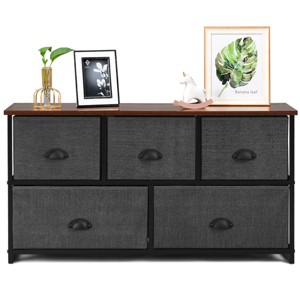 Tangkula 2-Layer Fabric Storage Tower Unit Nightstand with 5 Drawers - 1 of 3